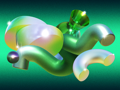 3D Arcade Green Objects