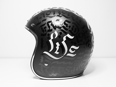 Life art bw calligraphy hand drawn hand made helmet letters motorcycle sailor jerry toronto type typography