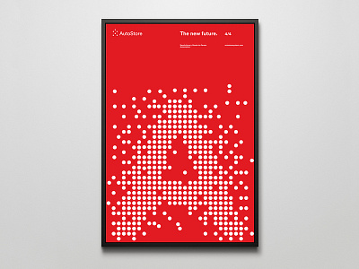 AutoStore Poster 02 branding design geometic graphic mcm poster red robotics shapes typography