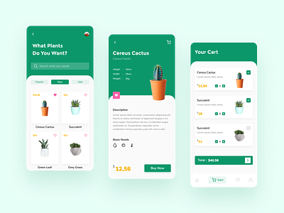 Plants Shop - Mobile App Exploration app design clean mobile app mobile design plant plants shopping app ui uidesigns uiux uiuxdesign