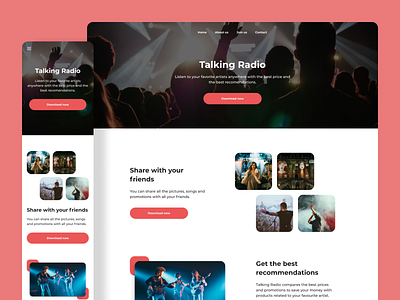 Landing Page Talking Radio design landing landing page mobile mobile ui music ui ui design ui ux ux design