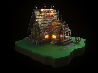 Mystery Shack 3d 3d artist animated film art c4d cartoon cinema cinema4d disney glow gravity falls green house movie octane wood