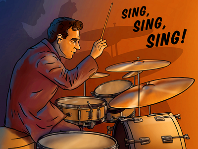 Gene Krupa Tribute - "Sing Sing Sing!" animation computer graphics drawing illustrarion painting portrait poster print typography