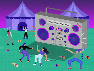 Boombox! adobe illustrator dancing design festival illustration vector