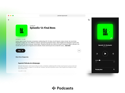 Podcasts - Player app design music app music player podcasts ui web