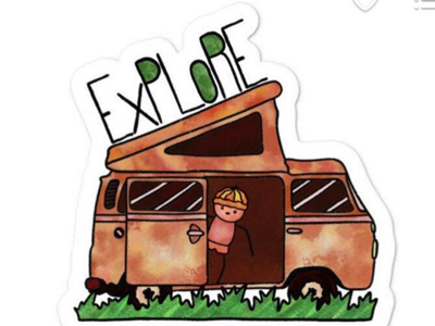 Explore Camper Van Sticker art camper van camping cars design etsy explore illustration sticker stickers travel van