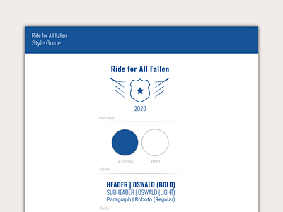 Ride for All Fallen Style Guide branding branding design graphic design