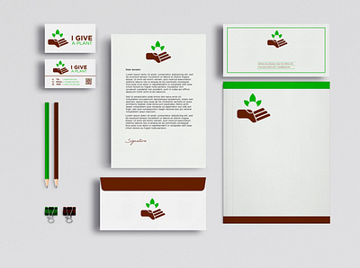 I Give A Plant-Stationery-logo billboard brand identity branding design illustration logo minimal plant stationery vector