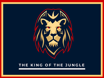THE KING OF THE JUNGLE blue branding illustration king logo design mascot red yellow