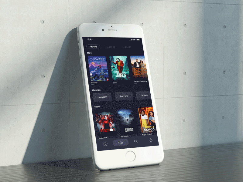 Movie App - Kinema animation app cinema dark graphic design ios motion graphics movie onward ui