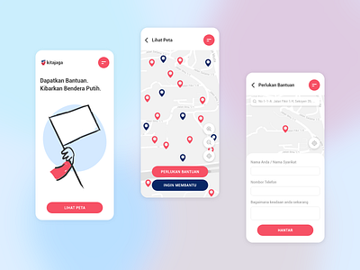 Bendera Putih Campaign app design help illustration map minimalist mobile white