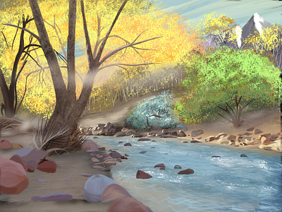 Autumn River scene outdoors