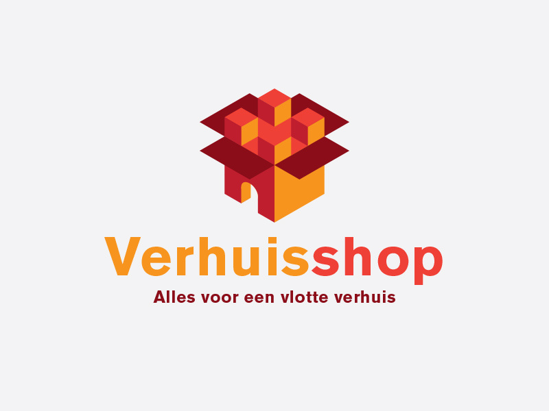 Logo moving company logo house castle chateau box moving 3d open cube cubes movingbox