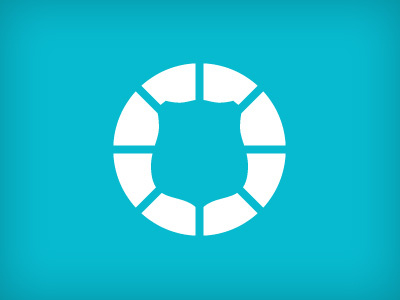 Logo for charitable organization (Reek-Versteegh Stichting) charitable organization crest earth global globe lifebuoy meridians negative space shield