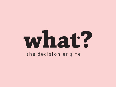 What? the decision engine - logo decision decisionmaker engine face head hidden human logo negative space punctuation space what