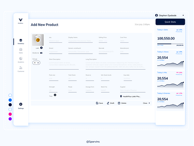 Kolidus Inventory Management System dashboard design inventory management software product simple clean interface uidesign web