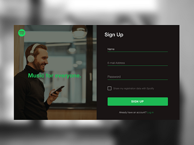 Daily UI - 001 - Spotify Sign Up 001 daily daily ui dailyui dailyuichallenge design minimal signup ui ux