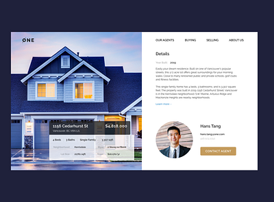 Daily UI - 006 - User Profile 006 clean dailyui dailyuichallenge design minimal realestate realestate logo realestateagent ui weihuang