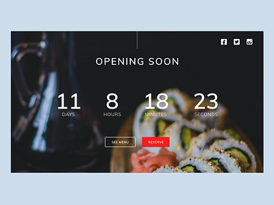 Daily UI - 014 - Countdown Timer 014 adobexd clean countdown countdowntimer dailyui dailyuichallenge design minimal restaurant sushi ui weihuang