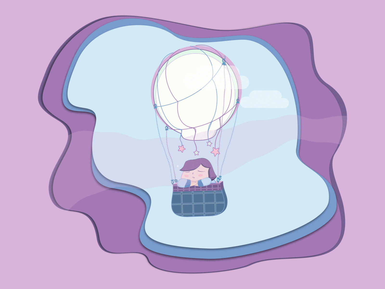 ON AIR 2d animation 2d art animation ballon color palette gif hotairballoon illustration purple sky