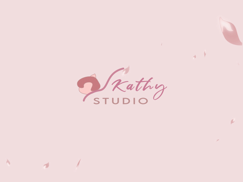 A cat logo#3 - Kathy Studio aftereffects animation brown cat color palette elegance elegant design flowers kitty motiongraphics particles petals pink signature signature logo studio