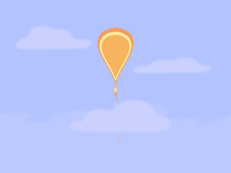 Balloon&Clouds aftereffects animation balloon blue and yellow bounce gif orange sky vector