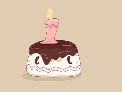 Little Cake Monster beige brown cake candle cute monster draw illustration vector