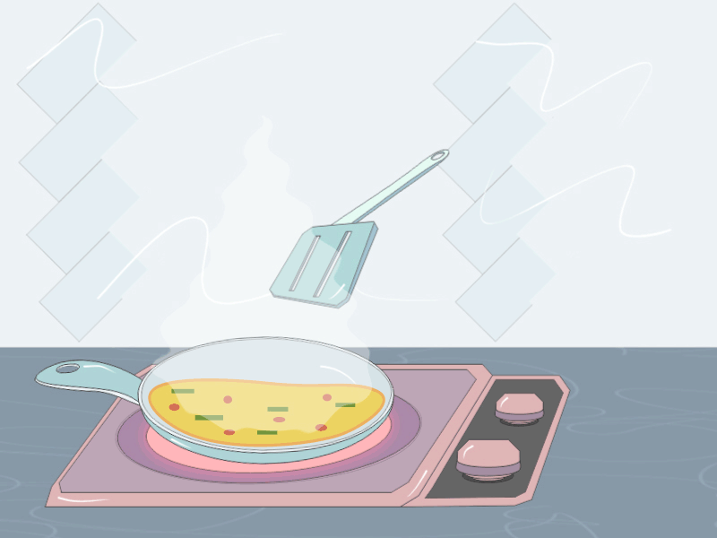 Omelette for Breakfast aftereffects animation breakfast egg frying pan gif illustration omelette spatula stove