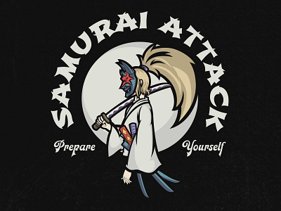 Samurai Attack | Vintage Graphic Skull art branding design illustration lettering logo retro samurai t shirt tshirt tshirt design typography vector vintage vintage graphic