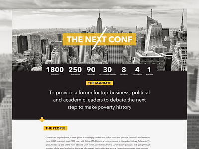 The Next Conf black clean conference event new york simple ui usa ux web website yellow