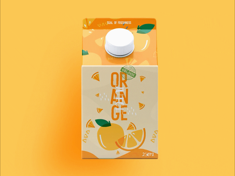 Orange Juice packaging GIF animatedgif animation brand brand design branding illustration illustration art juice motion design motiongraphics orange orange juice package package design packagedesign packaging