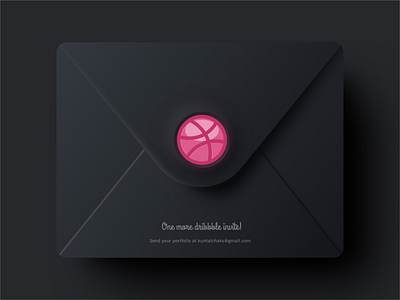 1 more Dribbble invite giveaway! branding contemporary dark design dribbble invite envelope graphic design illustration logo mode neumorphism skeuomorph visual design