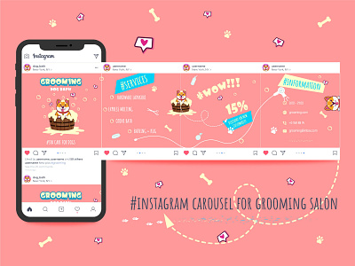 Instagram carousel branding carousel character commerce carousel grooming grooming salon instagram instagram banner instagram post social media social media advertising