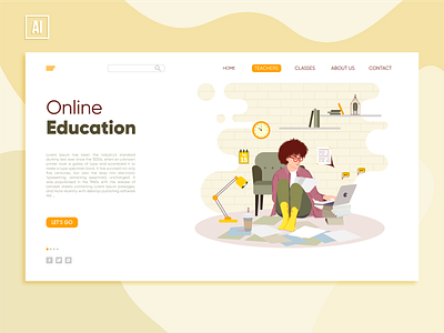 Online Education books character illustration computer education flat design girl illustration internet landing landing page learning online education student study vector woman