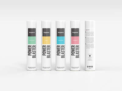 Impeco blaster branding cans fresheners hygiene minimal olle ollestudio packaging packshot power spray