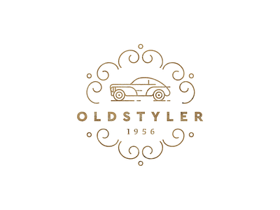 Oldstyler 203 car floral gold lines logo old oldstyler olle peugeot retro sign