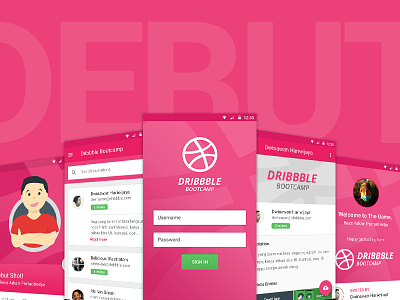 Dribbble Bootcamp? android bootcamp debut dribbble lollipop material material design pink ui user experience user interface ux