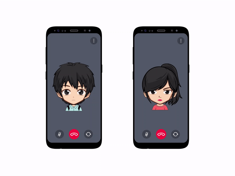Avatar Calling App android android app design animaion animated animated gif animation app calling app calling card design freebie illustration interaction interaction design lottie phone app ui ux vector
