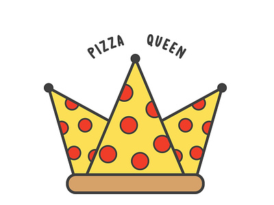 Pizza Q crown cute design flat fun illustration pizza vector
