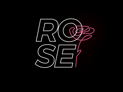 Rose black cool cute design flat graphic design line line art neon neon light pink simple typogaphy