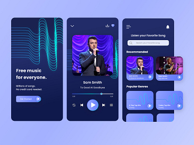 Music Streaming App figma gradients listening mobile mobile app mobile design mobile ui music music app music art music player song streaming app ui