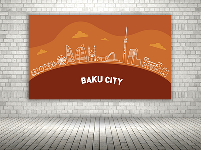 Baku City Landmarks | Outline İllustration