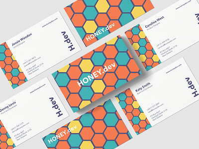 Honey.dev studio - Business cards Design branding business card business card design design idenity logo minimal pattern typography vector