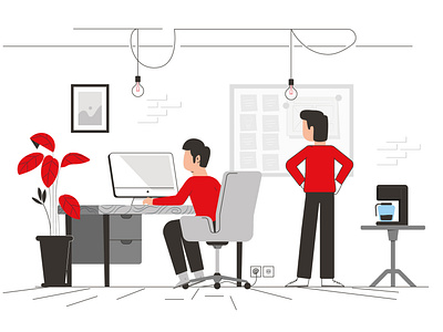 Vector illustration, Successful team in creative office