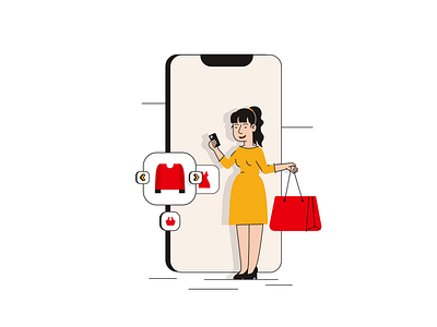 Women Shopping animated gif animation application application design art illustration motion design motion graphic vector