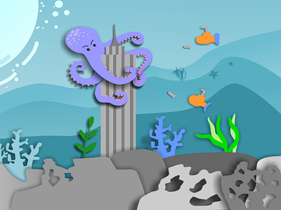 It's Not Kingkong on tower water sea cutout octopus