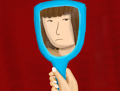 The Mirror character drawingart flat face illustration