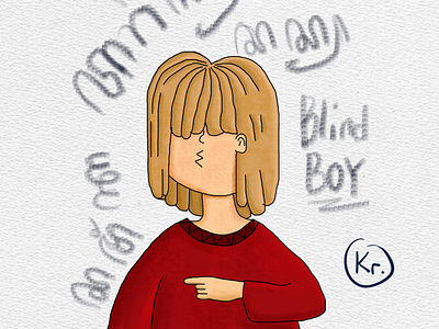 Blind Boy character drawing illustration javanese script