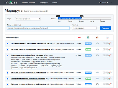 Final cut for search filter and table of results bicycle dashboard filter list search slider table tags track ui ux