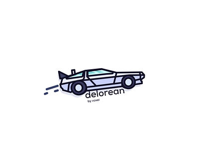 delorean delorean design flat icon illustration logo minimal vector voxei